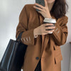 Embroidery design suit jacket women's 2023 spring and autumn high-end casual brown coffee suit