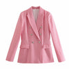 Emily In Paris 2 Same Green Plaid Suit Jacket Woman 2023 Spring Design Double Breasted Elegant Pink Blazers Coat Female