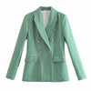 Emily In Paris 2 Same Green Plaid Suit Jacket Woman 2023 Spring Design Double Breasted Elegant Pink Blazers Coat Female