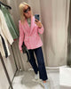 Emily In Paris 2 Same Green Plaid Suit Jacket Woman 2023 Spring Design Double Breasted Elegant Pink Blazers Coat Female
