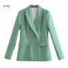Emily In Paris 2 Same Green Plaid Suit Jacket Woman 2023 Spring Design Double Breasted Elegant Pink Blazers Coat Female