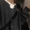 Emo Casual Vintage Y2k Aesthetic Cardigan Women Men Solid Autumn Harajuku Loose Lazy Japanese Grunge Knit Cardigan Sweater 90s