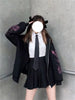 Emo Clothes Gothic Black Kpop Style Anime Graphic Pink Hoodies Sweatshirts Y2k Aesthetic Streetwear Long Sleeve Women Hoodie