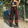 Emo Cyber Y2k Women Cargo Pants Punk Patchwork Streetwear Heavy Metal Goth Grunge 2023 Female Alt Gothic Fairy Wide Leg Trousers