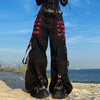 Emo Cyber Y2k Women Cargo Pants Punk Patchwork Streetwear Heavy Metal Goth Grunge 2023 Female Alt Gothic Fairy Wide Leg Trousers