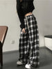 Emo Pants Aesthetic Plaid Checked Printed Women Korean Vintage Baggy Trousers Female Wide Leg Harajuku Loose Sweatpants