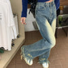 Emo Pants Baggy Jeans Girl Y2K Irregular Hem Women Vintage Grunge Ripped Alt Straight High Waist Harajuku Hippie Denim Trousers
