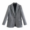 England Style Office Lady Vintage Houndstooth Plaid Casual Blazer Women Aline High Waist Mini Skirts Women Sets