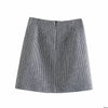 England Style Office Lady Vintage Houndstooth Plaid Casual Blazer Women Aline High Waist Mini Skirts Women Sets
