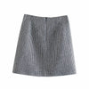 England Style Office Lady Vintage Houndstooth Plaid Casual Blazer Women Aline High Waist Mini Skirts Women Sets