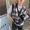 England Vintage Sweater Vest Women V-neck Sleeveless Loose Preppy Style Hipster Mujer Thermal Jumpers Ladies Y2K Kawaii Knitwear