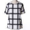 Europe 2022 Summer New Women Blouses Temperament Blouse Plaid Camisa Feminina Short Sleeve Shirt Plus Size Blusa Vestidos LHx023