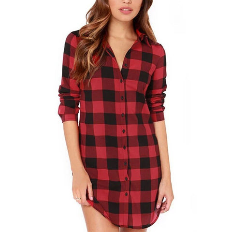 Europe America Blouse women's Plaid Models Autumn 2023 Women Blouses Wild Long Lattice Shirt Blusa Clothing Vestidos YFF6092