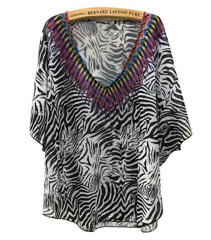 Europe America Burst Models Women Blouse Leopard Bat Sleeve Chiffon Blusas Beach Shirt Blouses Clothing Vestidos LBD8242