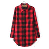Europe America New Women Blouses long-sleeved Blouse Lattice Shirt Plaid Long Blusas Clothing Vestidos LBD1545