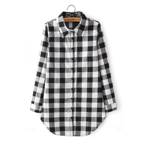 Europe America New Women Blouses long-sleeved Blouse Lattice Shirt Plaid Long Blusas Clothing Vestidos LBD1545