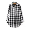 Europe America New Women Blouses long-sleeved Blouse Lattice Shirt Plaid Long Blusas Clothing Vestidos LBD1545
