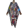 Europe Printed caftan For Women crumple Design Loose Dress Batwing Maxi Long Femme Vestidos Summer Autumn Party Elegant Dress