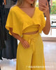 Europe and the United States 2023 yellow casual suit-with belt