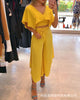 Europe and the United States 2023 yellow casual suit-with belt