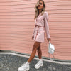 Europe and the United States pink temperament Slim short small suit short skirt suit summer women's two-piece