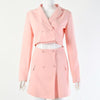 Europe and the United States pink temperament Slim short small suit short skirt suit summer women's two-piece