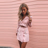Europe and the United States pink temperament Slim short small suit short skirt suit summer women's two-piece