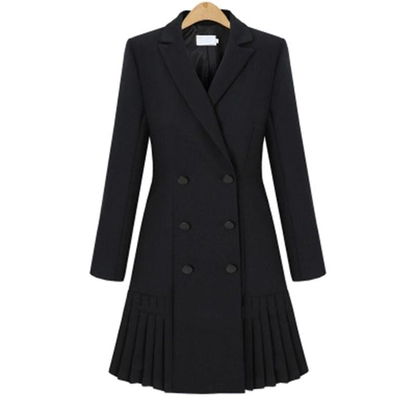 Europe and the United States wind black casual small suit female new spring long self-cultivation Hem folds coat Women Blazers