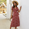 European And American Women's 2023 Spring And Summer Floral Short-sleeved Dress
