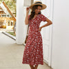 European And American Women's 2023 Spring And Summer Floral Short-sleeved Dress