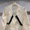 European Autumn Small Fragrant Double Pockets Strapless Design Lightweight Mesh Suit Jacket Women Streetwear 2023
