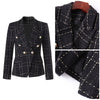 European Of High-Quality Tweed Irregular Pattern Plaid Short Suit Jacket Slim Fit Metal Buckle Personality British Style