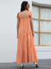 European Style Women Plaid Maxi Dresses 2023 Summer Lace Up Sleeveless Ladies Holiday Dress Sexy Backless Vestido Feminino