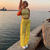 European and American women's candy color high waist jeans women 2022 y2k color slim retro wide leg trousers jeans women
