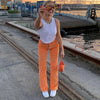 European and American women's candy color high waist jeans women 2022 y2k color slim retro wide leg trousers jeans women