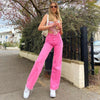 European and American women's candy color high waist jeans women 2022 y2k color slim retro wide leg trousers jeans women