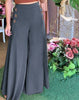 European and American style casual solid color open fold wide-leg pants
