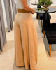 European and American style casual solid color open fold wide-leg pants