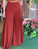European and American style casual solid color open fold wide-leg pants