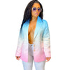 European and American women's autumn winter casual gradual change color suit jacket