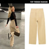European and American women's high waist loose straight khaki denim pants drape ice cream color street girl sneakers pants