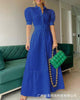 European and American women's white puff sleeve shirt dress-with belt