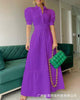 European and American women's white puff sleeve shirt dress-with belt