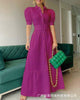 European and American women's white puff sleeve shirt dress-with belt