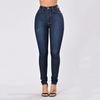 European trend women cotton jeans elastic plus size denim pants fashion all match package hip bleached female trousers HM1191