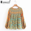 Bohemian Floral Chiffon Blouse Women Tops Gypsy Shirts Lantern Long Sleeve Boho Womens Tops And Blouses Autumn