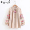 Embroidery Boho Womens Tops And Blouses Shirts With Tassel Loose Bohemian Cotton Long Sleeve Blouse Top Women 2022
