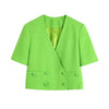 Evfer Chic Lady Double Breasted Spring Green Long Blazers Womens Stylish Colors Lining Straight Jackets Girls Outwear
