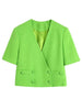 Evfer Chic Lady Double Breasted Spring Green Long Blazers Womens Stylish Colors Lining Straight Jackets Girls Outwear
