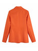 Evfer Office Lady Casual V-Neck Long Sleeve Solid Summer Long Blazers Girls Two Pockets Single Button Orange Slim Jacket Outwear